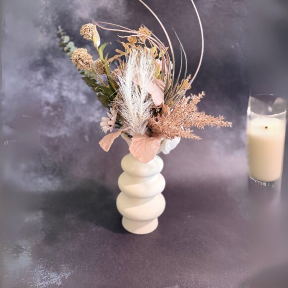 Boho Faux & Dried Floral Arrangement with Peony – Handmade Home Décor - Picture 9 of 12